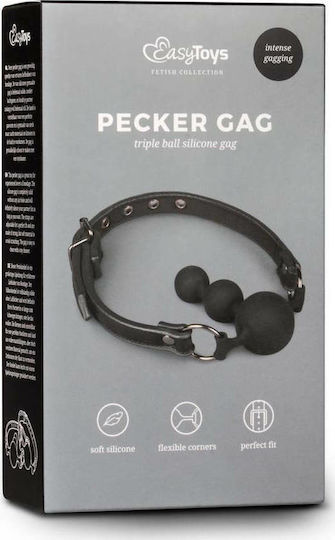Easytoys Ball Gag with Silicone Beads Φίμωτρο σε Μαύρο Χρώμα