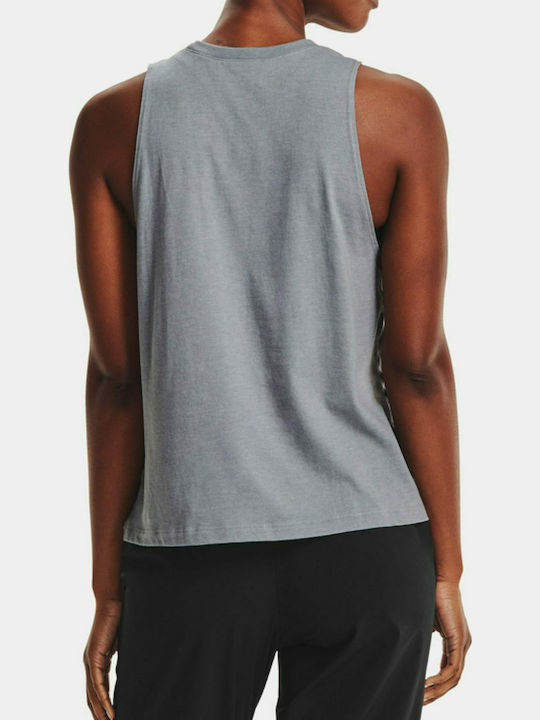 Under Armour Sportstyle Graphic Women's Athletic Cotton Blouse Sleeveless Gray