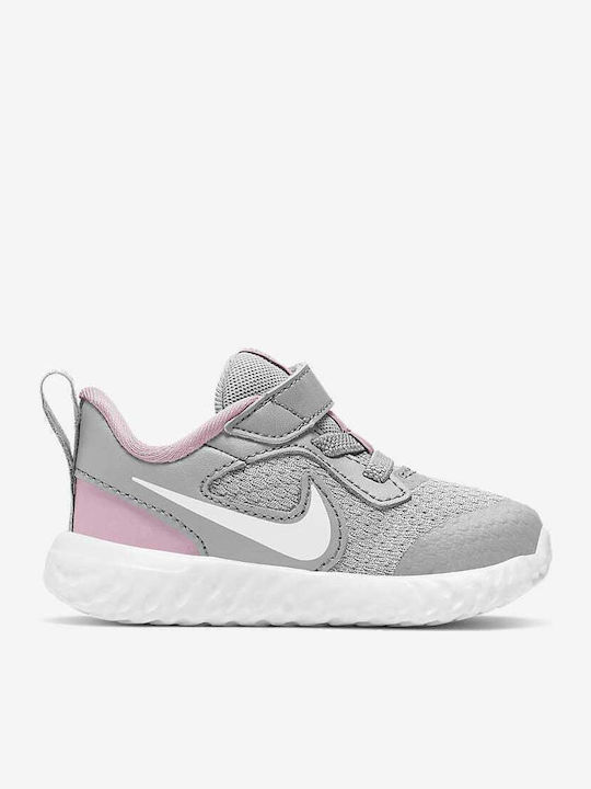 Revolution Revolution 5 Kids Sports Shoes Running with Hoop & Loop Closure Photon Dust / White / Pink Foam