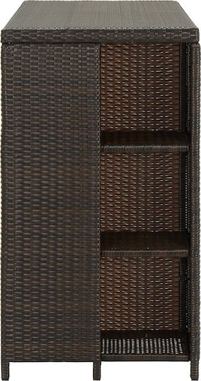 Tisch Bar für Außenbereich Rattan Stabil Brown 120x60x110cm