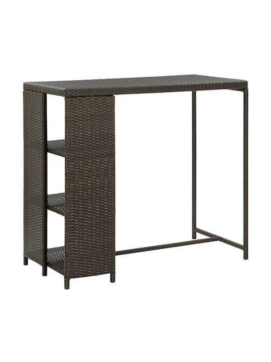 Τραπέζι Μπαρ Εξωτερικού Χώρου Rattan Καφέ 120x60x110εκ.