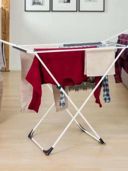 Vileda Universal Metallic Folding Floor Clothes Drying Rack with Hanging Length 18m