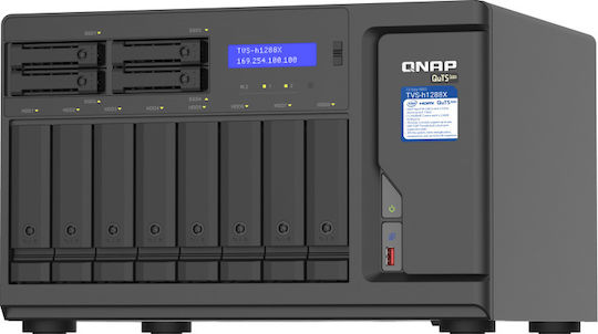 QNap TVS-h1288X-W1250-16G NAS Turm mit 8 Steckplätzen für HDD/SSD und 4 Ethernet-Anschlüsse