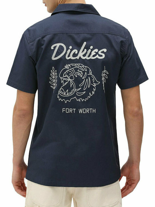 Dickies Halma Men's Shirt Short Sleeve Cotton Navy Blue