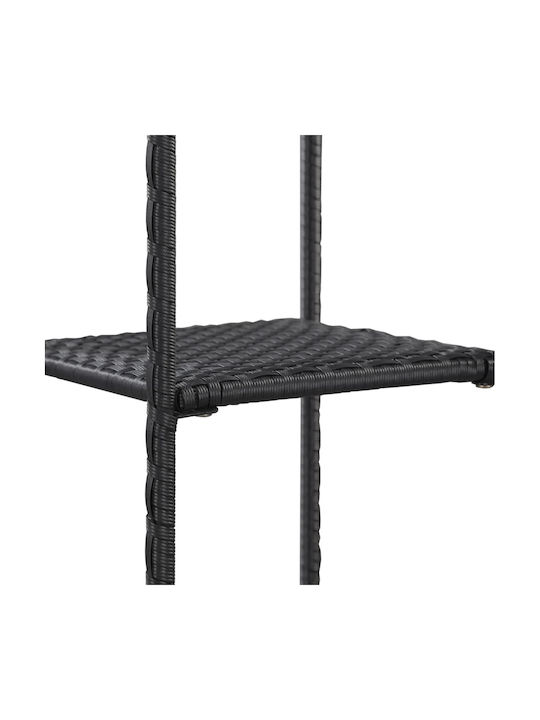 vidaXL Rattan Küchenregal Mit 3 Ebenen Schwarze 30x30x90cm