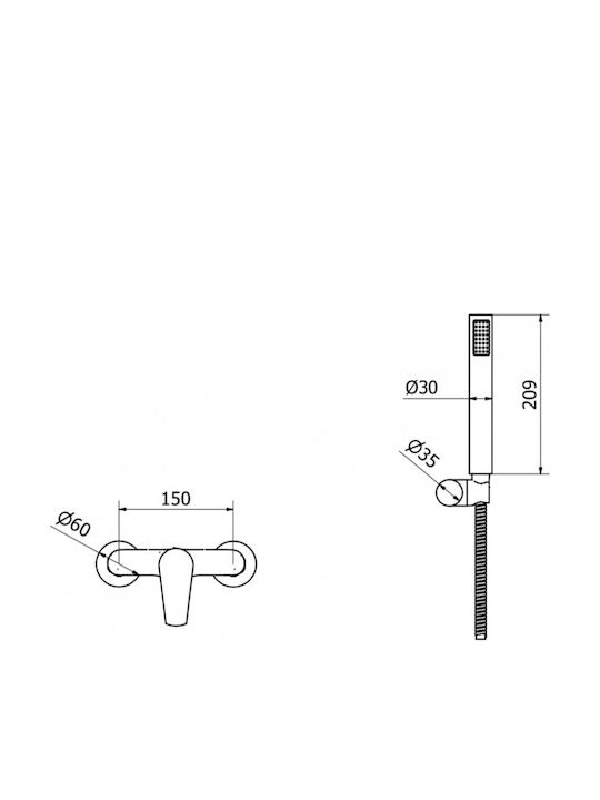 Teorema Velvet Mixing Shower Shower Faucet Complete Set Silver