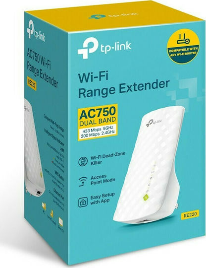TP-LINK RE220 v3 WiFi Extender Dual Band (2.4 & 5GHz) 750Mbps