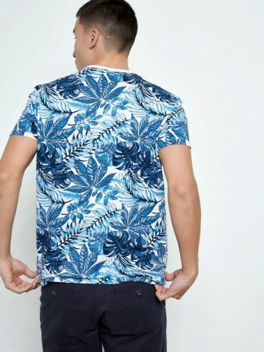 Funky Buddha Men's T-Shirt Floral Blue