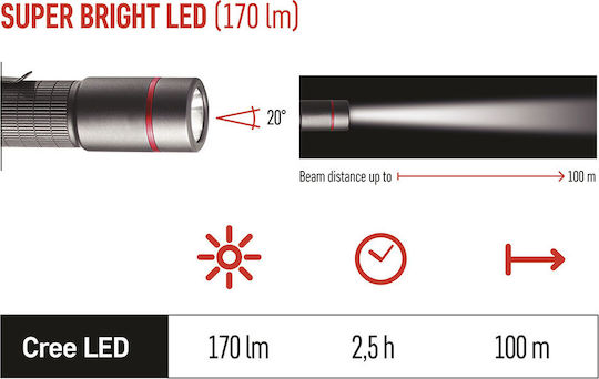 Emos Taschenlampe LED IP65 mit maximaler Helligkeit 170lm Ultibright 60 Grau