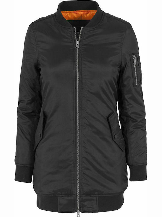 Urban Classics TB1092 Women's Long Bomber Jacket for Winter Black