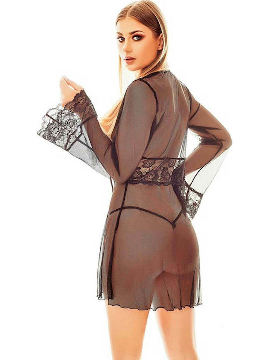 Anais Apparel Καλοκαιρινή Γυναικεία Ρόμπα Μαύρη Maxine