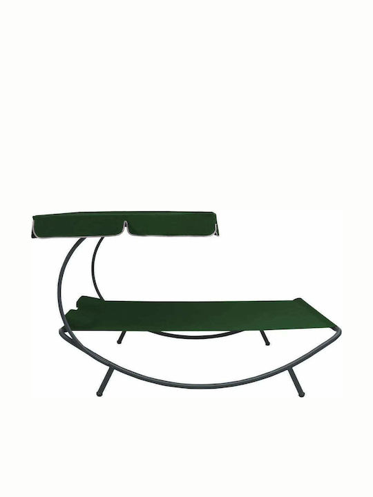 Liegestuhl-Bett Doppel Metall mit Kissen & Sonnenschirm Green 200x173x135cm.