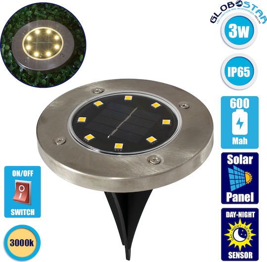 GloboStar Spiked Solar Light 3W 170lm Warm White 3000K with Photocell IP65