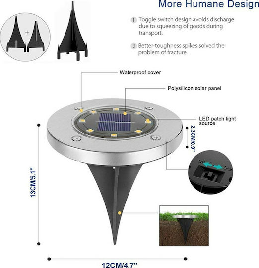 GloboStar Spiked Solar Light 3W 170lm Warm White 3000K with Photocell IP65
