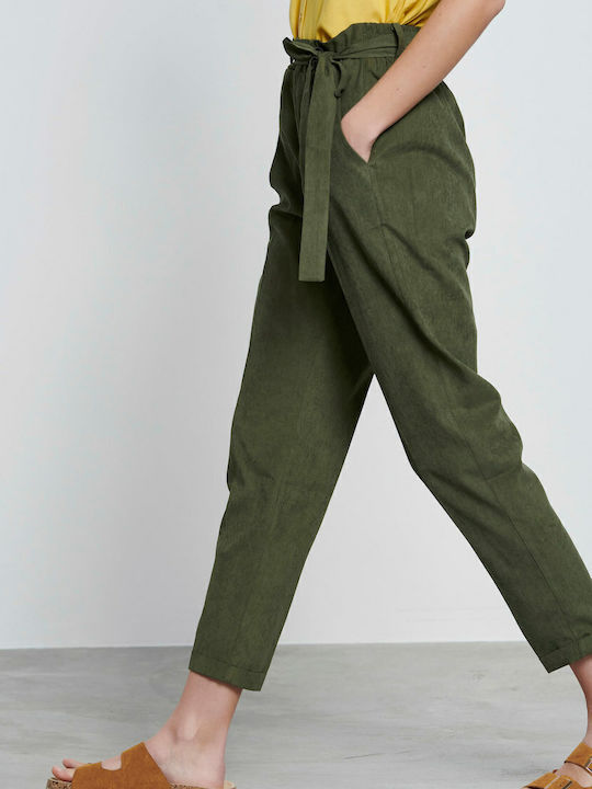 Damen Stoff Hose mit Gummizug Grün