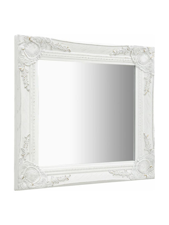 vidaXL Wall Mirror with White Wooden Frame 50x50cm 1pcs