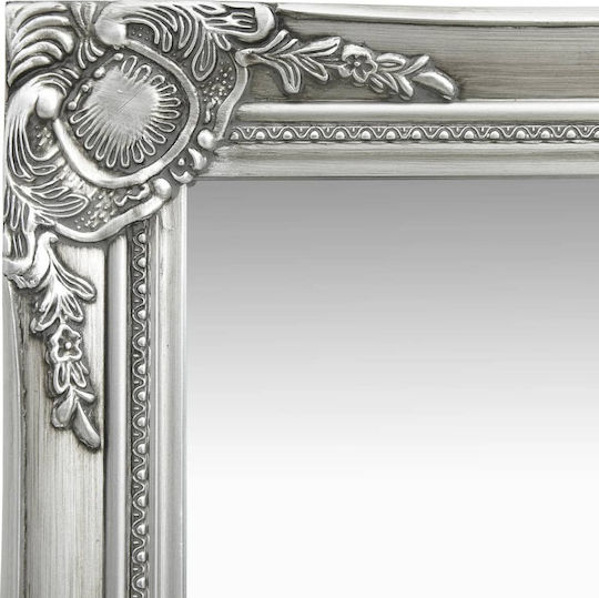 vidaXL Wall Mirror with Silver Wooden Frame 80x50cm 1pcs