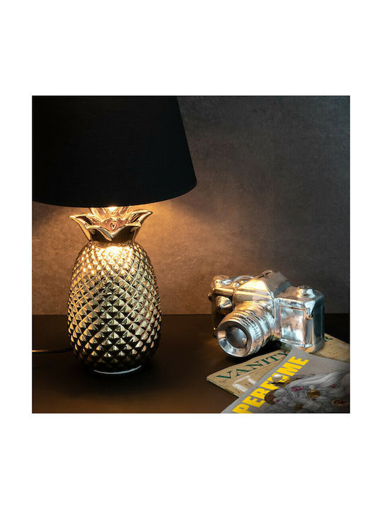 Navaris Metall Tischlampe mit Schwarz Schirm und Gold Basis