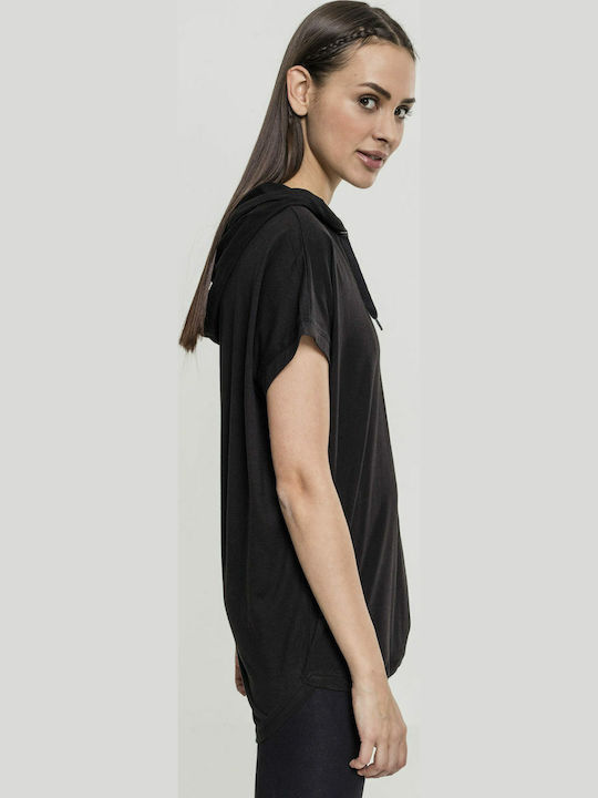 Long Women's Sweatshirt Hooded Black