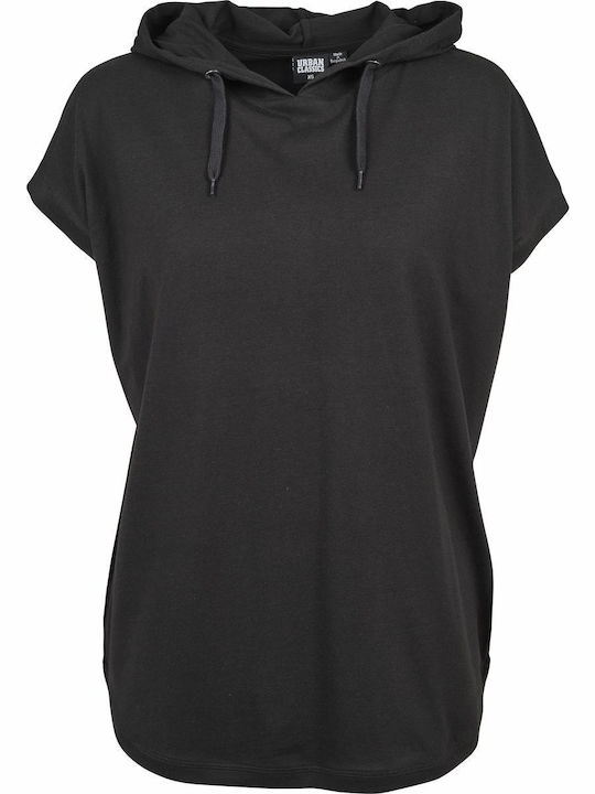 Long Women's Sweatshirt Hooded Black