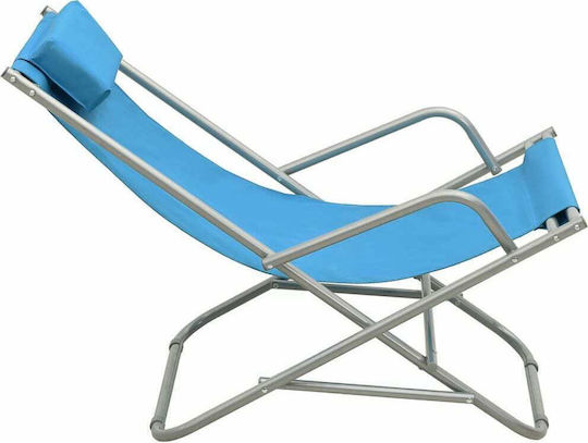 vidaXL Scăunel de Plajă cu Spătar Înalt Turcoaz 61cm. Set 2buc