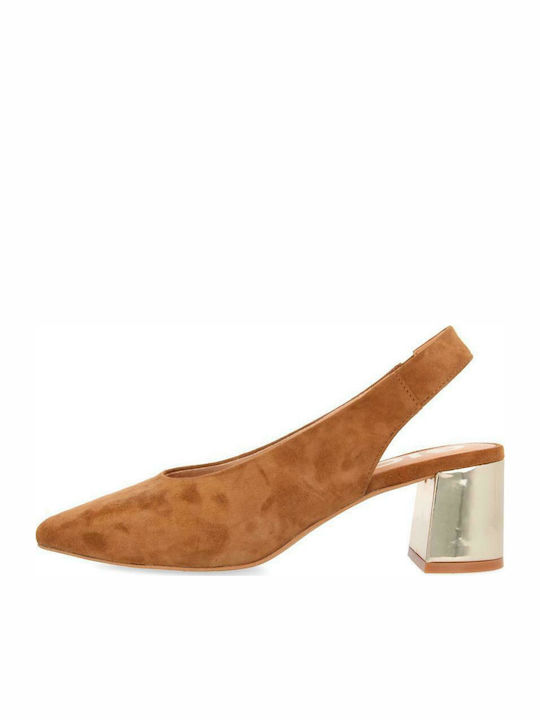 Gioseppo Suede Pointed Toe Tan Medium Heels