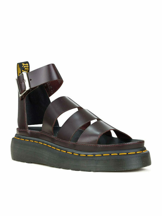 Dr. Martens Clarissa II Quad Leather Women's Flat Sandals With a strap Flatforms In Red Colour