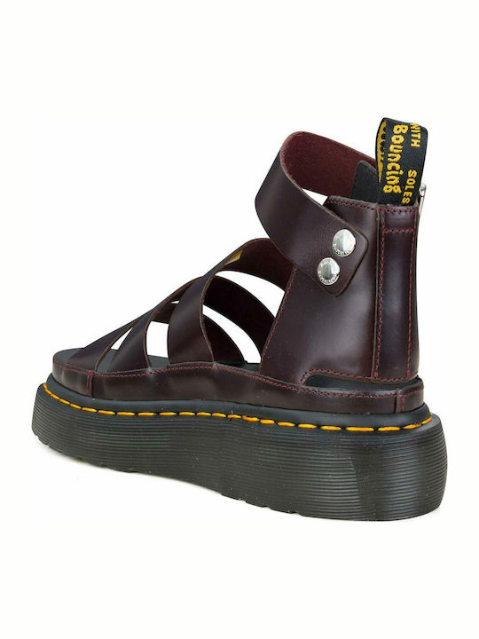 Clarissa II Quad Leather Women's Flat Sandals With a strap Flatforms In Red Colour