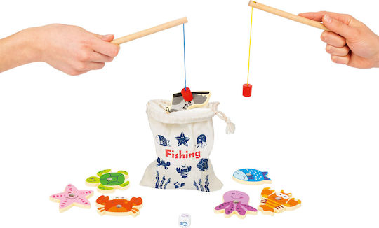 Small Foot Wooden Fishing Game Magnetic Fishing In Pouch Various Designs 1pc