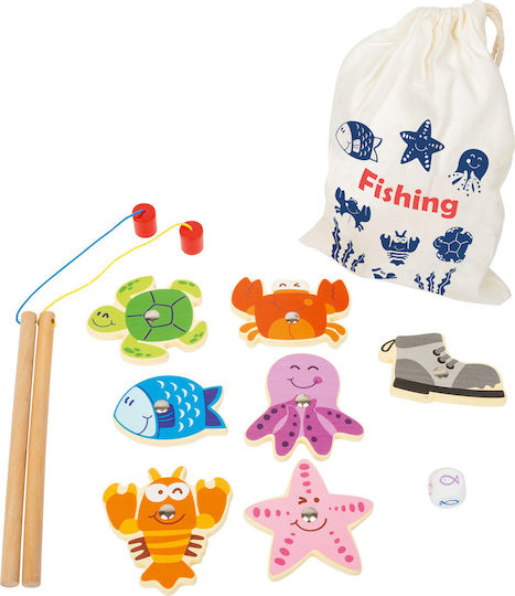 Small Foot Wooden Fishing Game Magnetic Fishing In Pouch Various Designs 1pc
