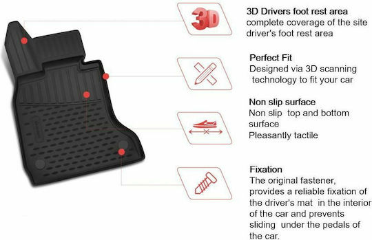 Novline Set Front and Back Car Mats 5 Pieces Raised Sides for Ford Explorer 2011-2014 Black