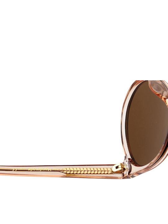 A.Kjaerbede Marvin Unisex Sunglasses with Beige Plastic Frame and Gold Lens KL1708-8
