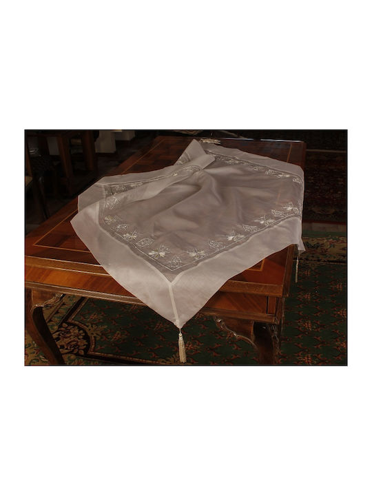 Mc Decor Checkered with Embroidery Set 5pcs Silver 120x120cm