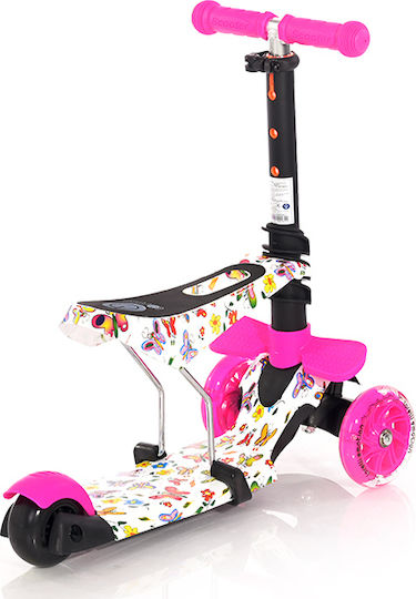 Lorelli Kids Scooter Foldable Smart 2021 3-Wheel with Seat for 3+ Years Pink