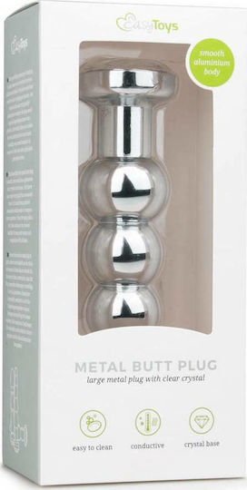Easytoys Metal Butt Plug No14 Πρωκτική Σφήνα Silver/Clear 14cm