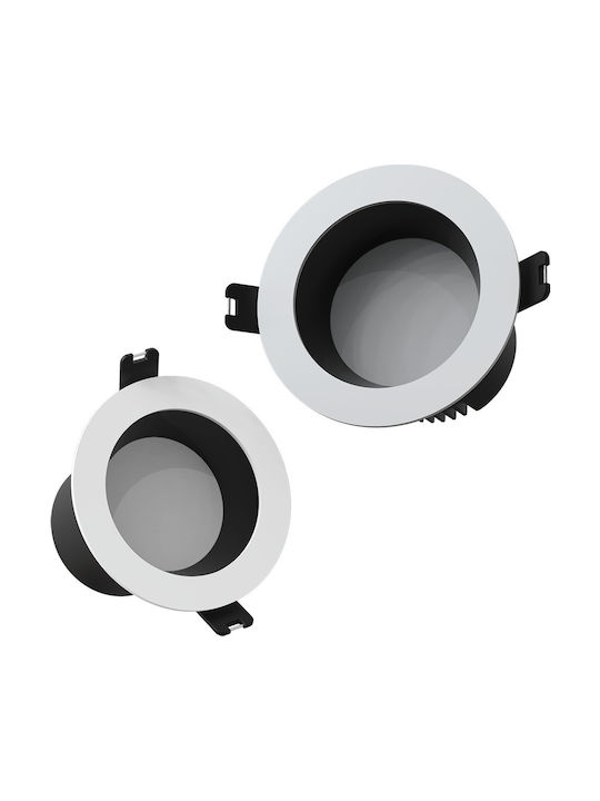 Yeelight Mesh Downlight M2 Round Metallic Recessed Spot with Integrated LED and Adjustable White Light 5W 350lm 75° White 9.3x9.3cm. 1pcs