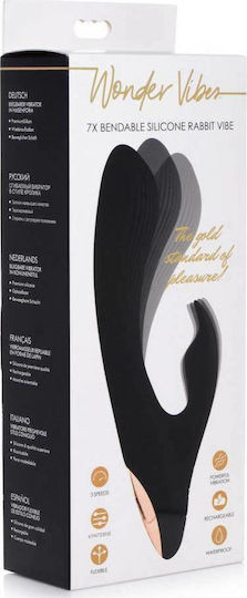 XR Wonder Vibes 7x Bendable Silicone Rabbit Mini Δονητής Rabbit 3.3cm Black