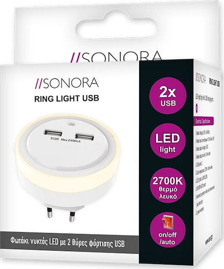 Sonora LED Night Light Plug with Photocell Ring Light Usb 1pcs