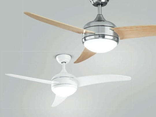 Perenz Ship Ανεμιστήρας Οροφής 130cm με Φως Metal Satin Chrome