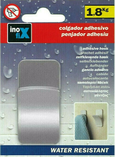 Inofix Single Wall-Mounted Bathroom Hook 3x6cm Silver Inofix Single Wall-Mounted Bathroom Hook 3x6cm Silver