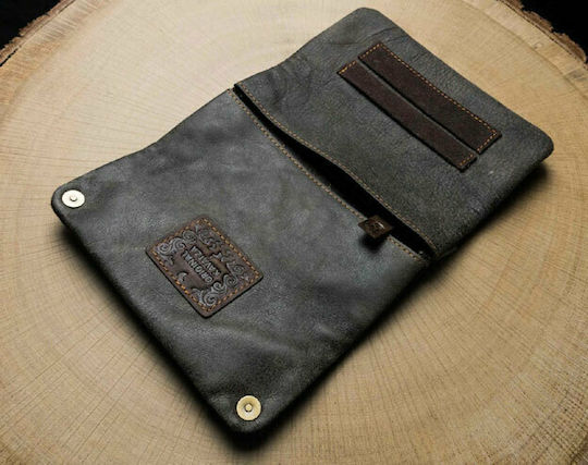Original Kavatza Patchwork Earth Lederne Tabaktasche in Braun mit magnetischem Verschluss 15x8.5cm