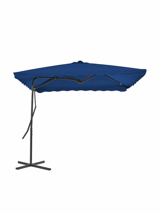 Garden & Terrace Hanging Metal Square Parasol with Stand Μπλε L2.5xW2.5xH2.3m