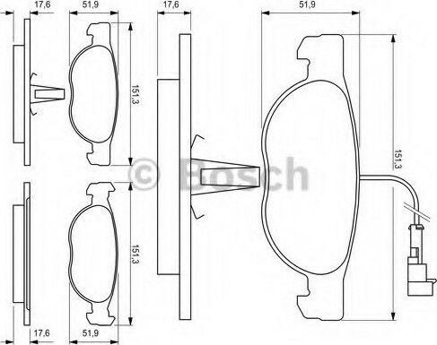 Bosch Bremsbelag 4Stück für Alfa Romeo Alfa 145 Fiat Brava / Großer Punkt / Marea Lancia Delta / Ypsilon