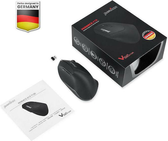 Perixx Perimice-715 II Kabellos Ergonomisch Vertikal Maus Schwarz