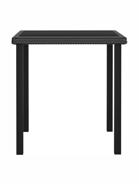 Masa Masa de lounge pentru spații exterioare mici Rattan cu suprafață din sticlă Negru 70x70x73buc