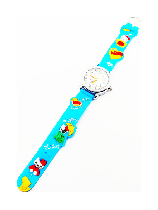 PS Silver Kids Analog Watch Hello Kitty with Rubber/Plastic Strap Light Blue