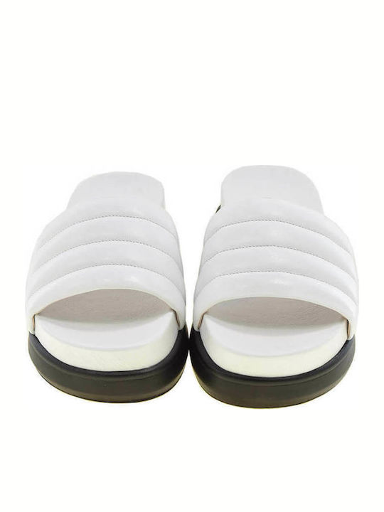 Leather Women's Flat Sandals Flatforms in White Color