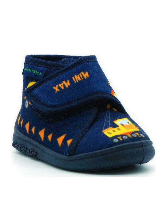 Mini Max Anatomisch Kinderhausschuhe Stiefel Blau Truck Marino