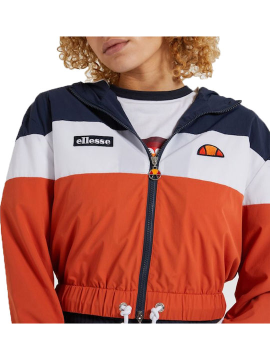 Sambry Women's Short Sports Jacket for Spring or Autumn with Hood Orange