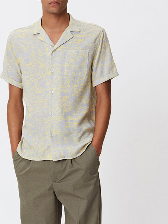 LES DEUX KINGSTON AOP TENCEL SS SHIRT LDM401022-315705-MIRAGE GRAY/LEMON SORBET